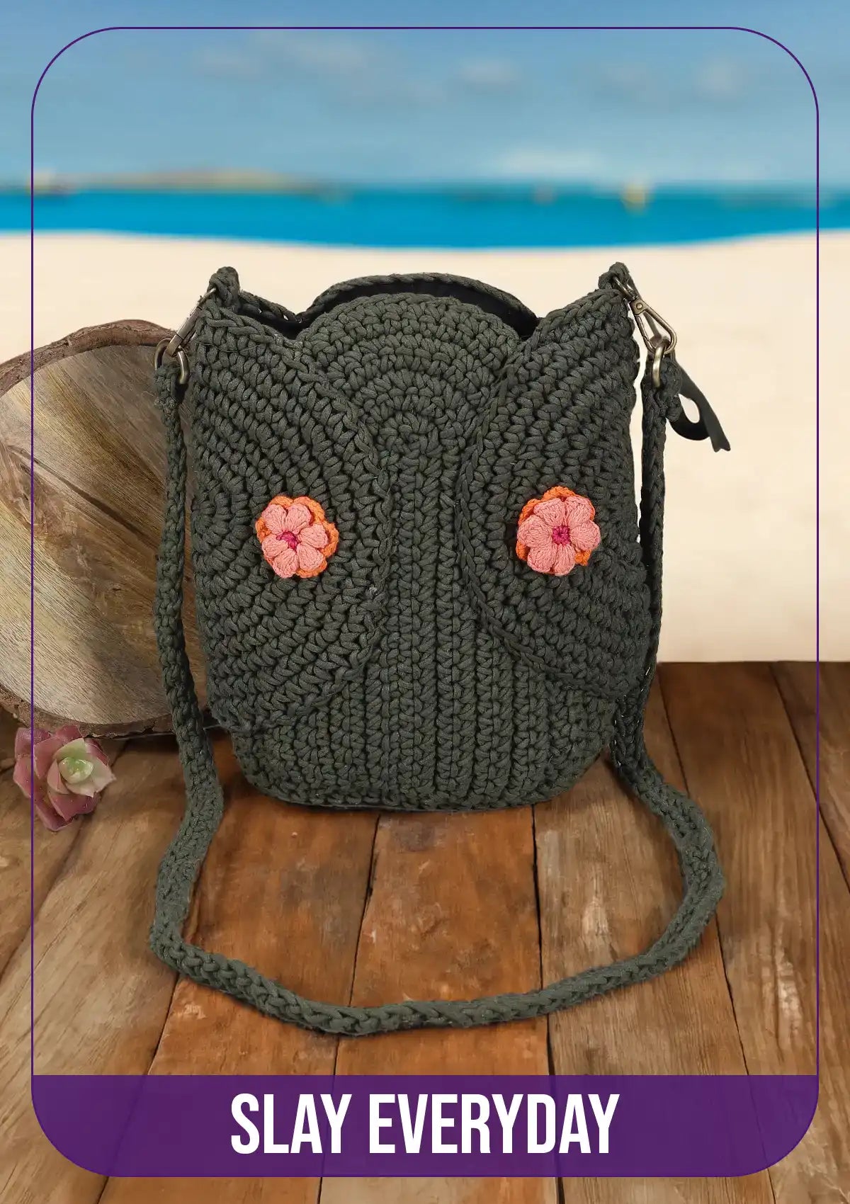 Olive Crochet Crossbody Bag