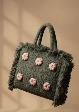 Olive Crochet Mini Handheld Bag