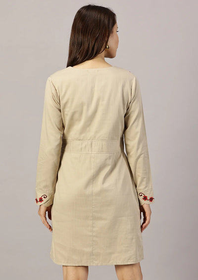 Otomi - Embroidered Sheath Dress For Women