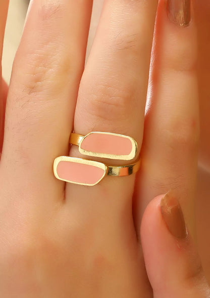 Buy Pink Enamel Gold Plated Ring