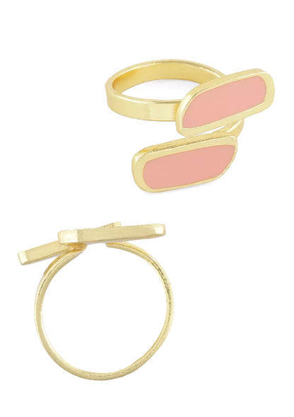 Pink Enamel Gold Plated Ring for women