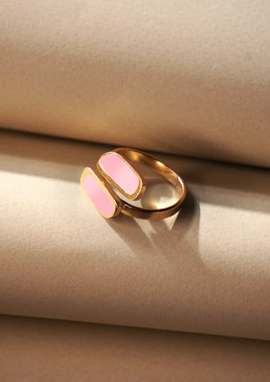 Pink Enamel Gold Plated Ring