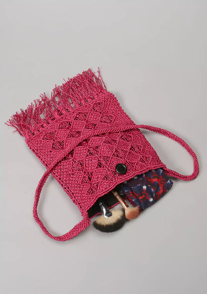 Buy Pink malai Dori crochet bag
