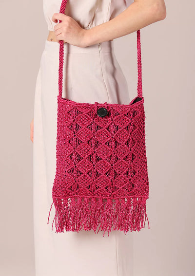 Pink Malai Dori Crochet Bag