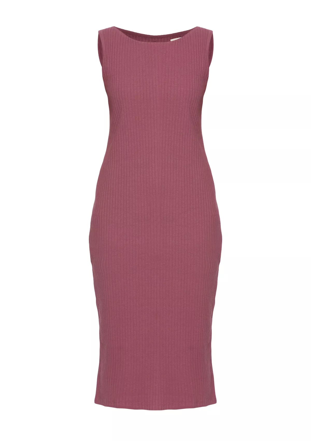 Buy Plum Ribbed dress with Side Slit Online