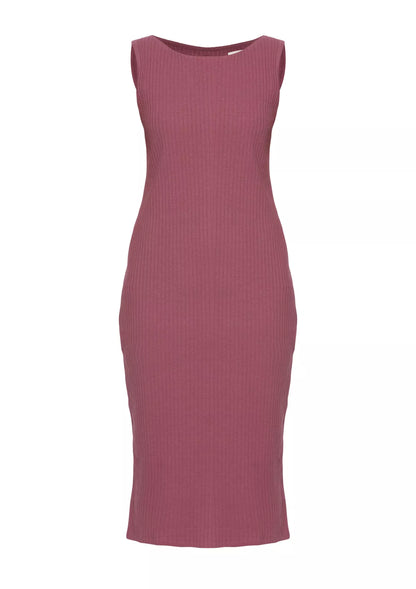 Buy Plum Ribbed dress with Side Slit Online