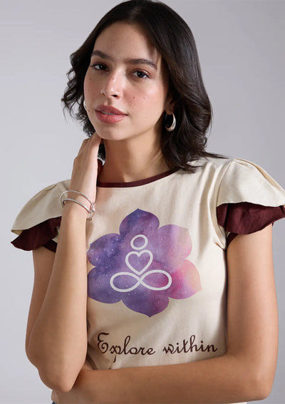 Printed Petal Sleeve T-shirt