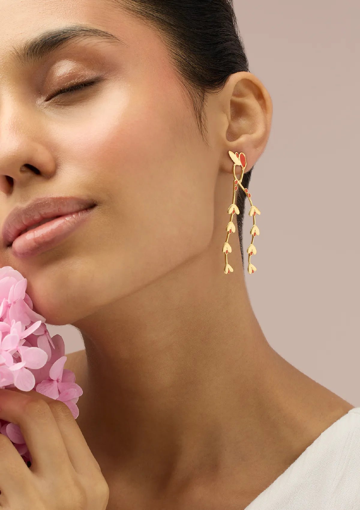 Red Enamelled Seeds Drop Earring for Women