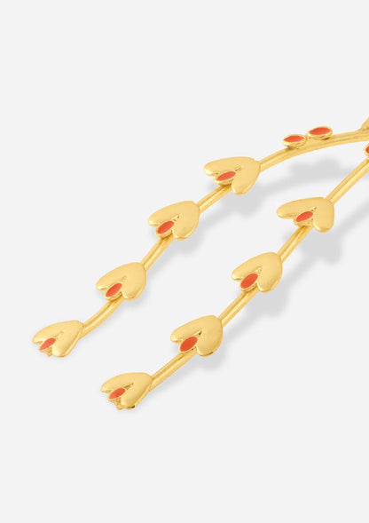 Red Enamelled Seeds Drop Earrings for Women