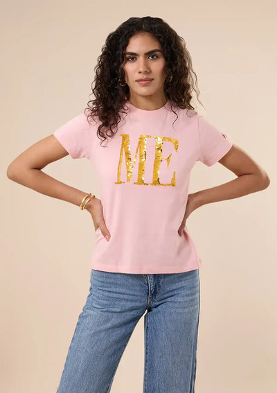 Reversible Sequin T-shirt Pink