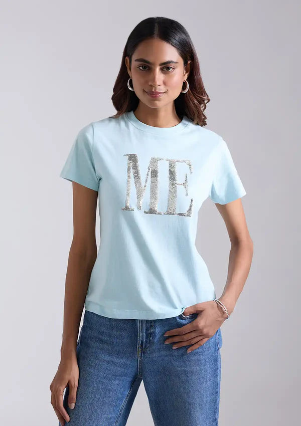 Reversible Sequin T-shirt blue