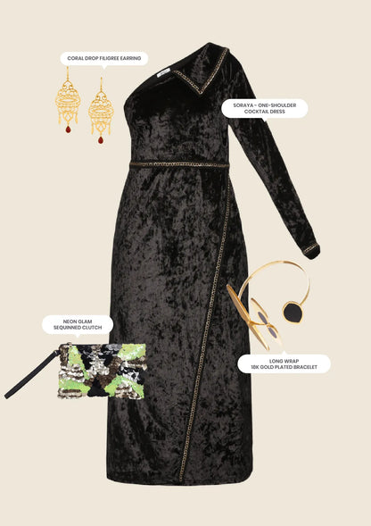 Bold Black Moroccan Cocktail Look - IshqMe