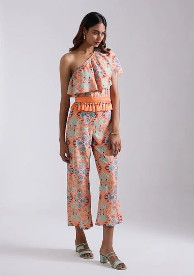 Sabrina - Printed One Shoulder Jumpsuit