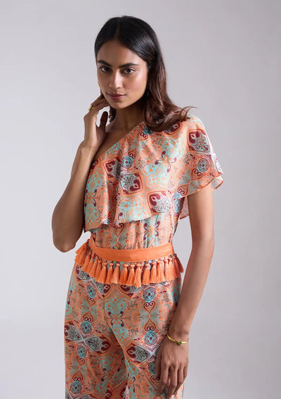 Sabrina - Printed One Shoulder Jumpsuit
