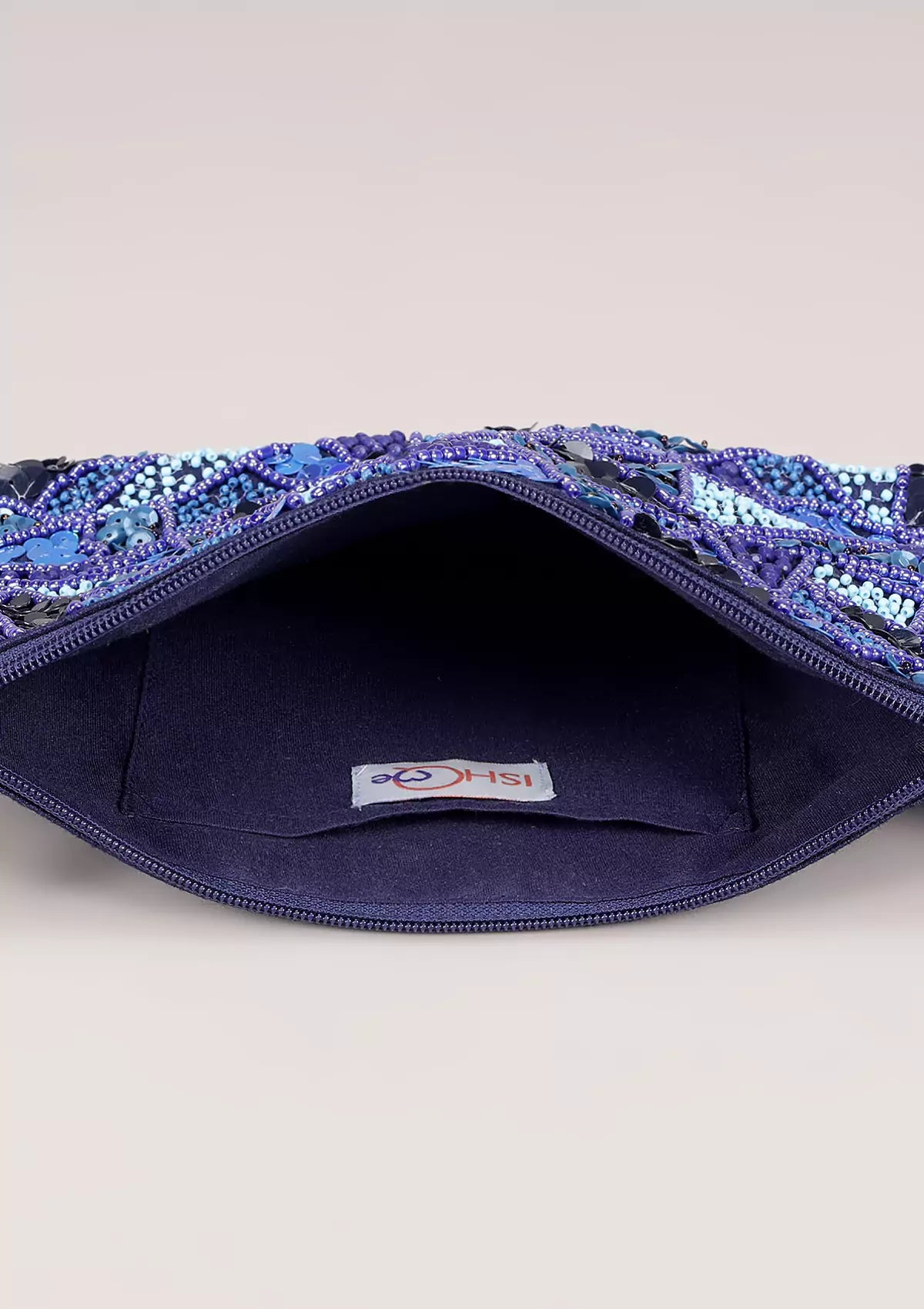 Sapphire Blue Beaded handheld Clutch For Women