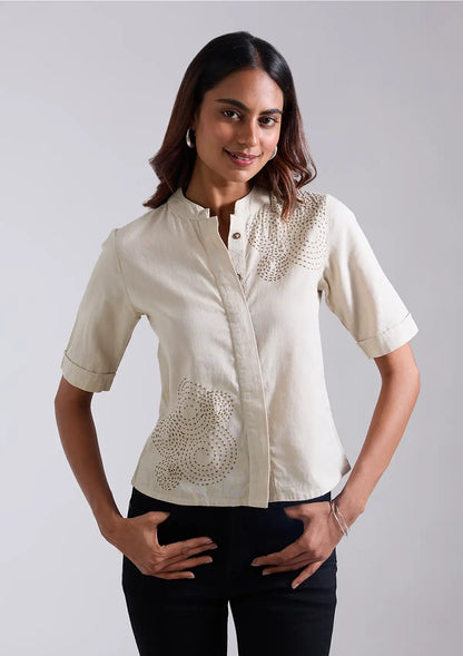 Sashiko Embroidered Top for women
