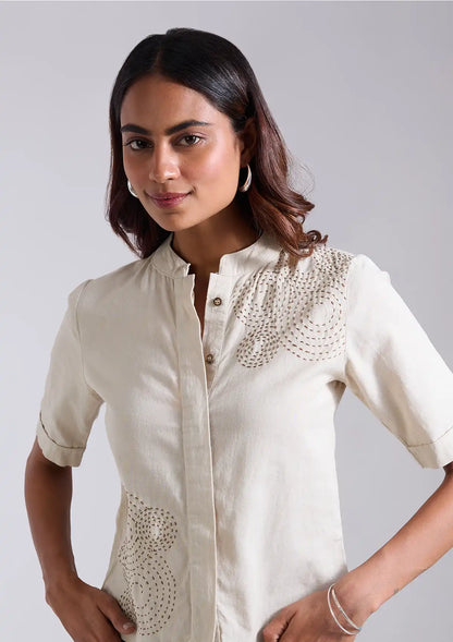 Sashiko Embroidered Tops
