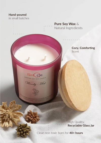 Scented Soy Wax Candle - Woody Mist