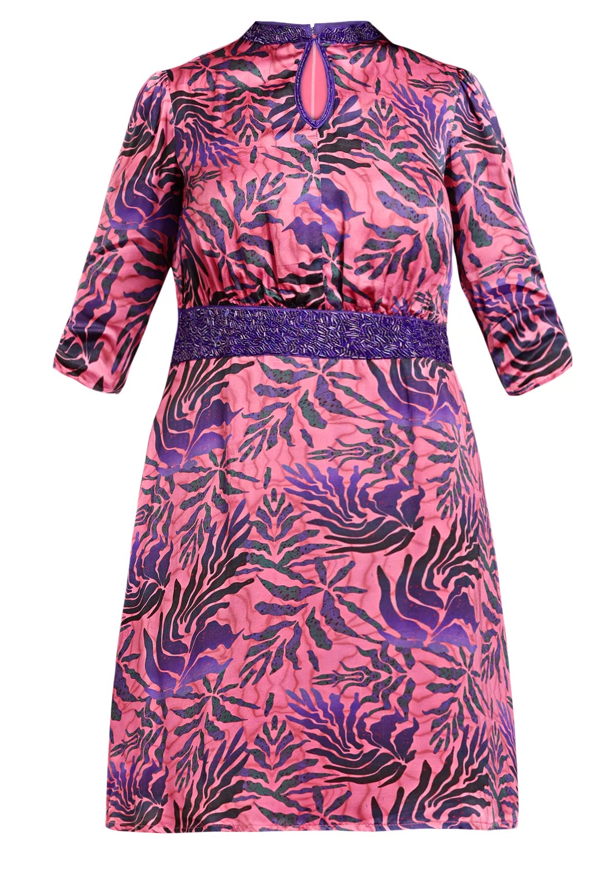 Buy Silken Whisper - Printed Embellished Mini Party Dress Online