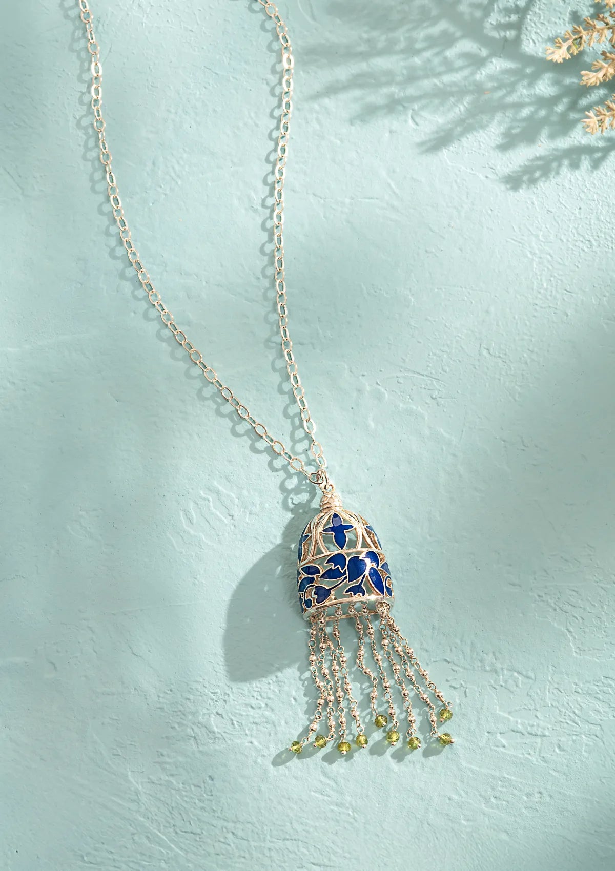 Silver Blue Enamel Necklace