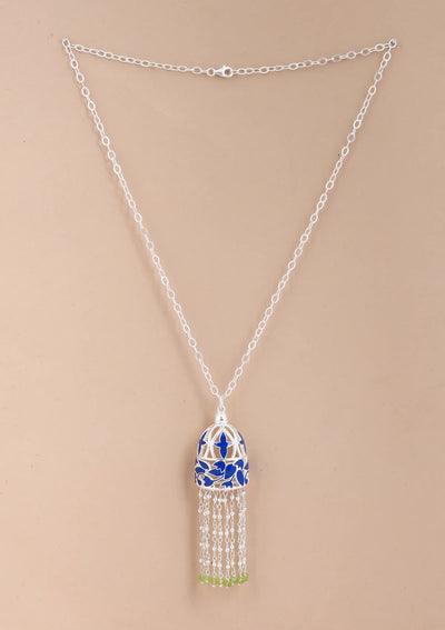 Buy Silver Blue Enamel Necklace