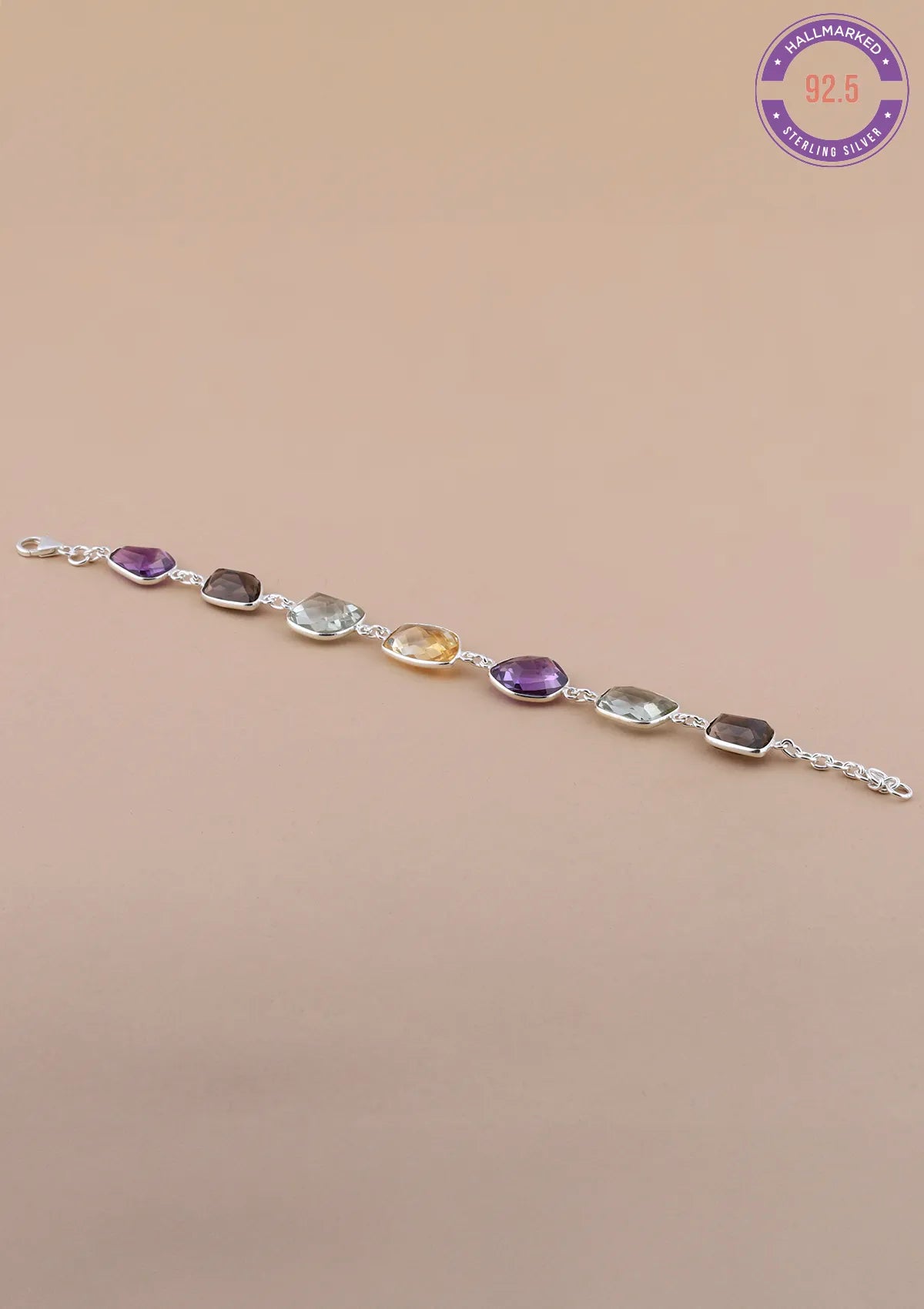 Silver Bracelet with Natural Gemstones