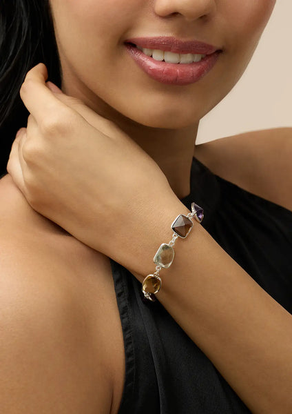 Silver Bracelet with Natural Gemstones