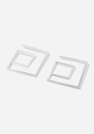 Buy Silver Diagonal Square Earring Online