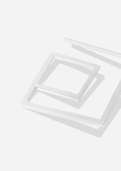 Silver Diagonal Square Earring Price