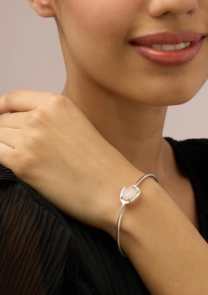 Buy Silver Kada Rose Quartz Bracelet
