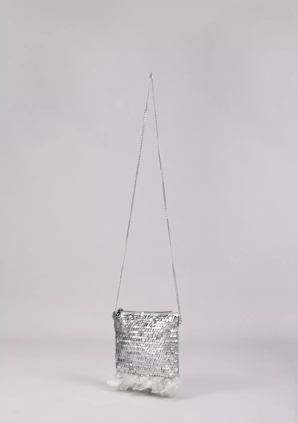 Buy Silver sequin sparkling mini sling bag Online