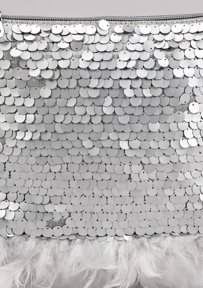 Silver sequin sparkling mini sling bag Price