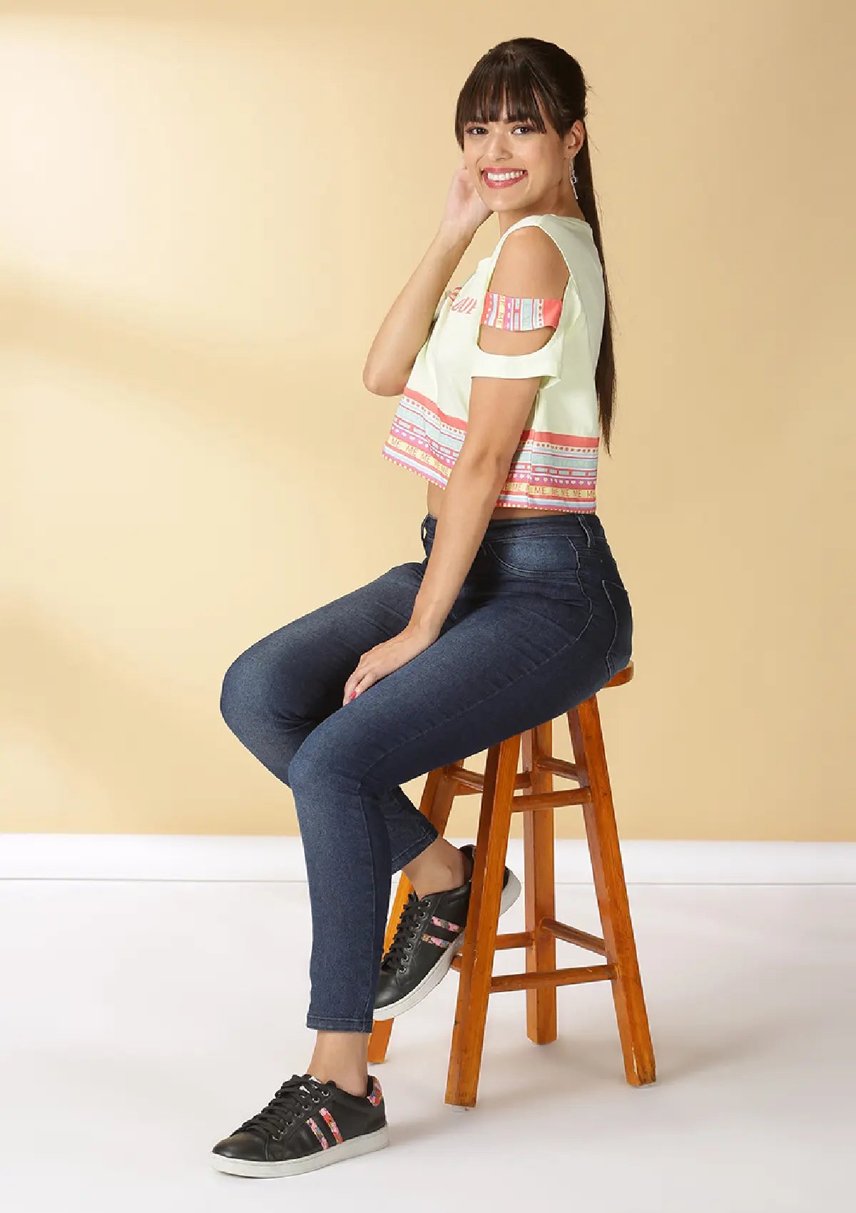 Slashed Sleeve Crop Top (Green)