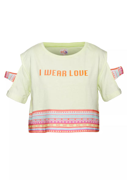 Slashed Sleeve Crop Top (Green) For Women