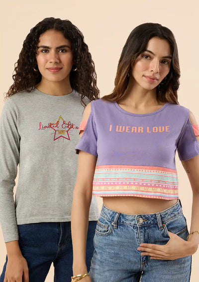 Slashed Sleeve & Cozy Tee Combo