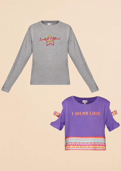 Slashed Sleeve & Cozy Tee Combo