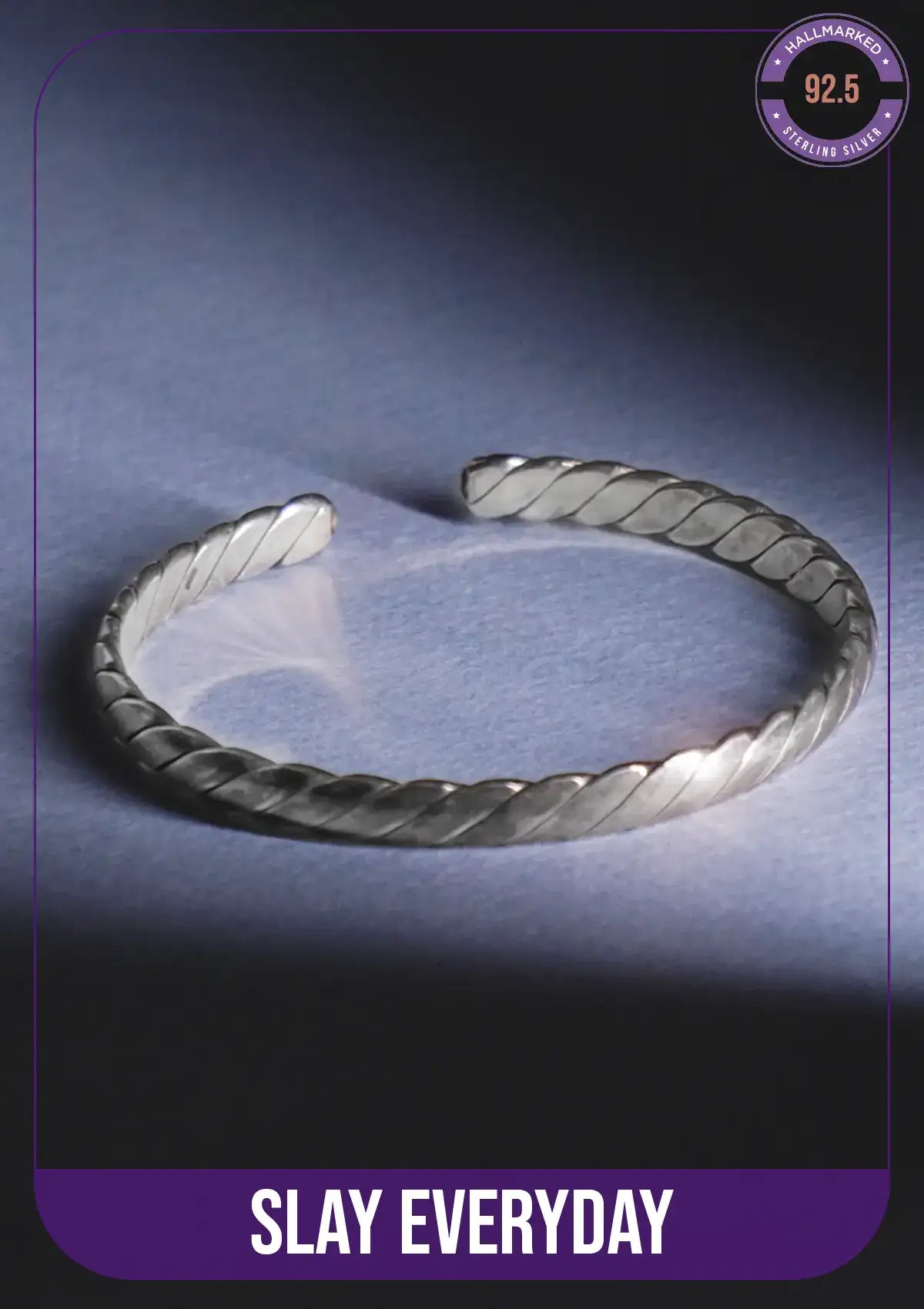 Solid Ridged Silver Bracelet