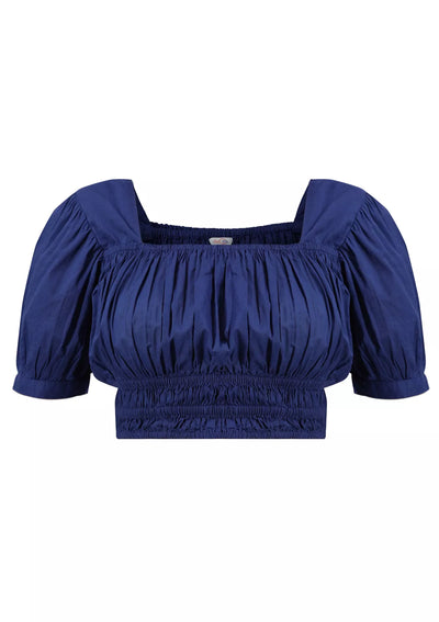 Tequila Tango - Shirred Navy blue top For Women