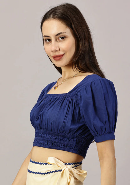 Tequila Tango - Shirred Navy blue top