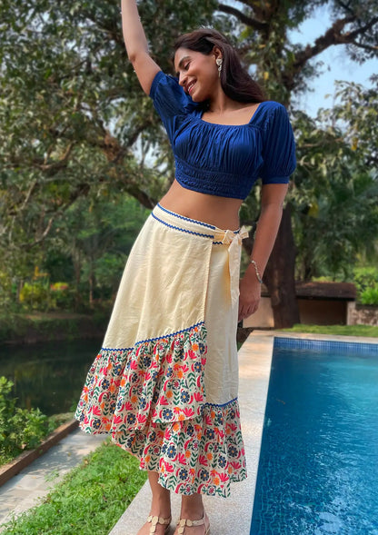 Tequila Tango - Shirred Navy Blue Top Online