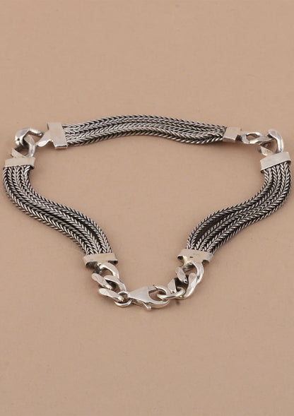 Three-layered Chain Silver Bracelet Online