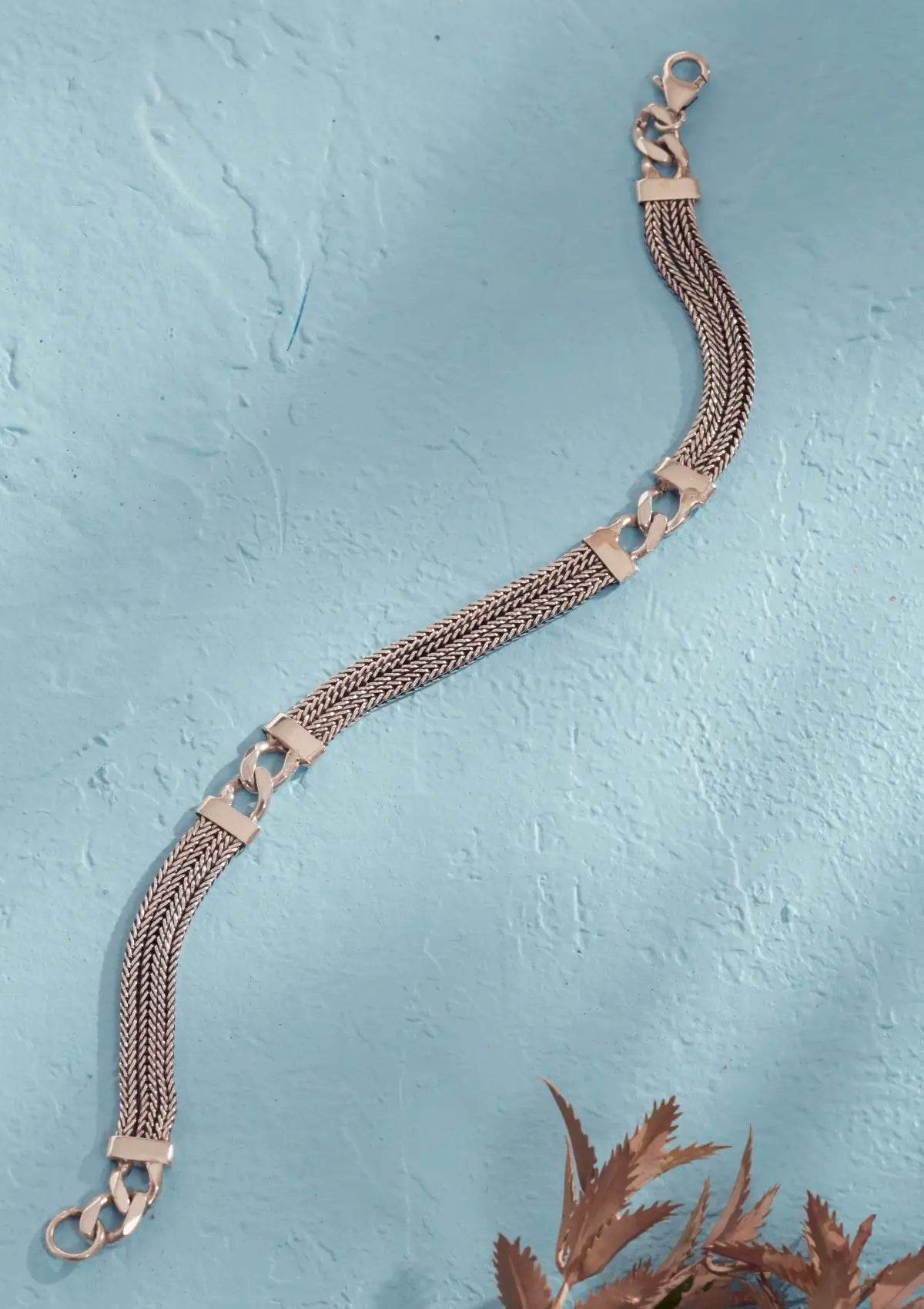 Three-layered Chain Silver Bracelet