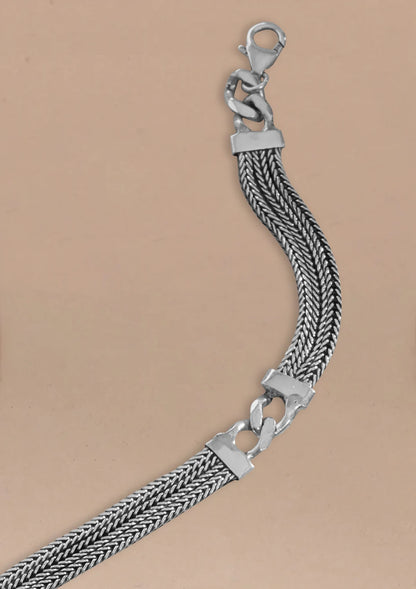 Buy Three-layered Chain Silver Bracelet Online