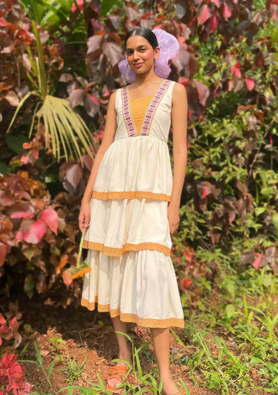 Tierra - Midi Embroidered Tier Dress