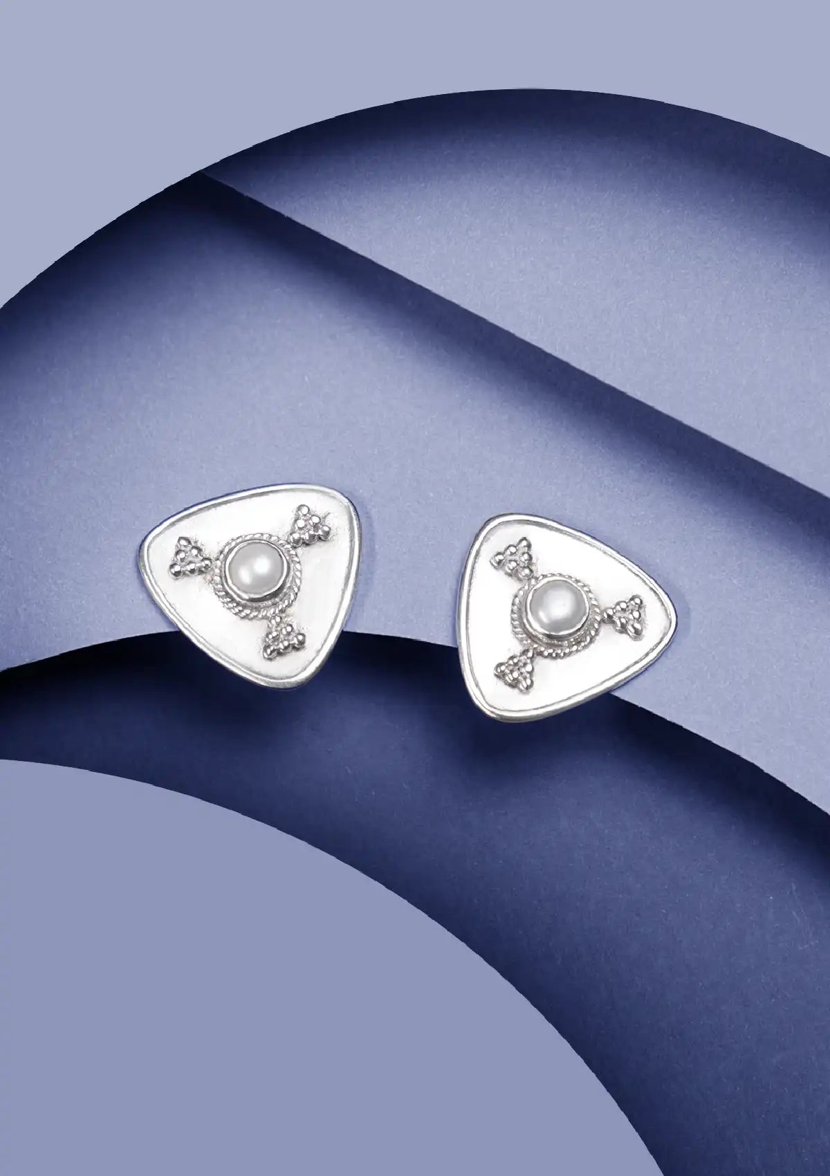 Triangular Pearl Stud Earring