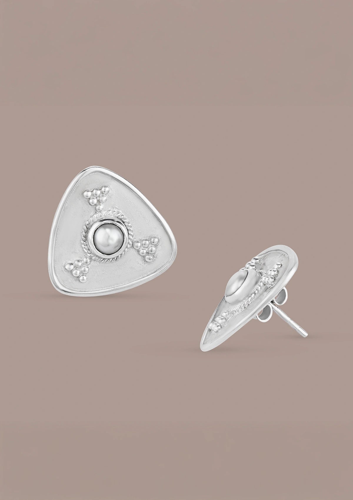 Triangular Pearl Stud Earrings Price