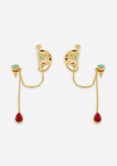 Buy Turquoise Stone and Coral Drop Elegant Earcuff Online