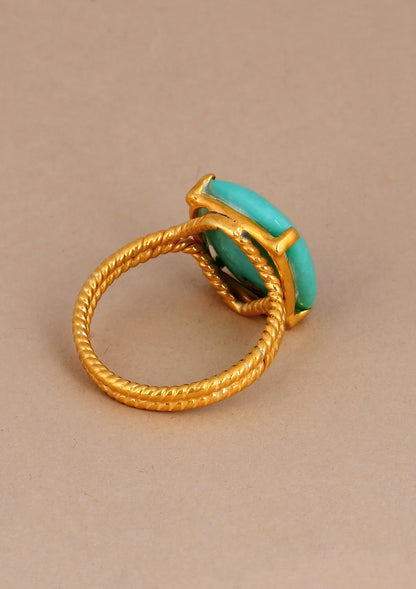 Turquoise Studded Silver Ring For Women