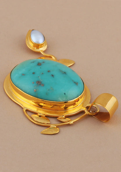 Turquoise and Pearl Studded Pendant Price