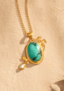 Turquoise and Pearl Studded Pendant
